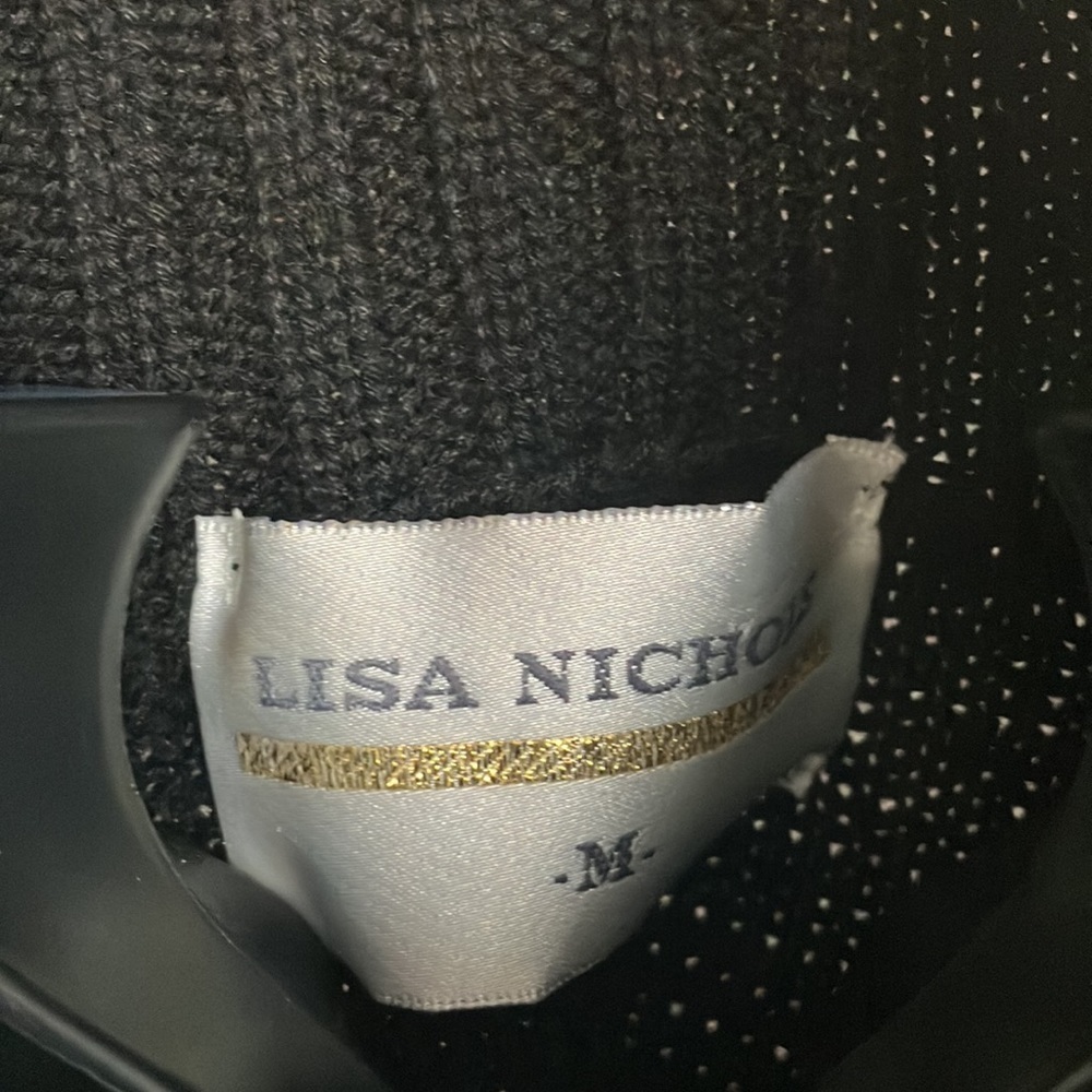 Lisa Nichols Vintage novelty Christmas sweater M Black knit colorful ornaments - Picture 9 of 10